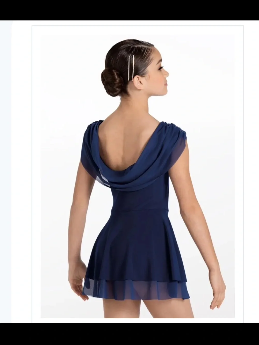 Weissman Navy Draped Shoulder Bellet/lyrical Costume